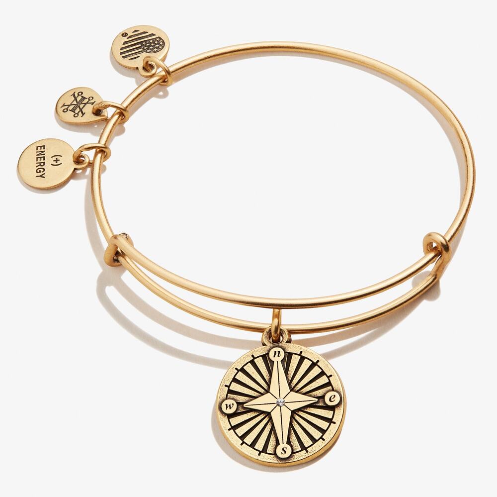 New Alex + Ani Compass Charm Bangle in Rafaelian Gold